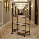 3-Tier Bamboo Serving Trolley Serving Trolley Carts