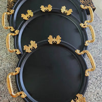 3pcs Stainless Steel Serving Trays with Gold Handles Serving Tray Serving Trays