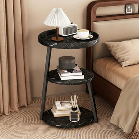 Trinity 3-Tier Round Side Table Black Side Tables End Tables