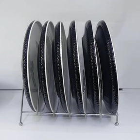 Black & White Ceramic Dinner Plates Set of 6 Kitchenware Plates