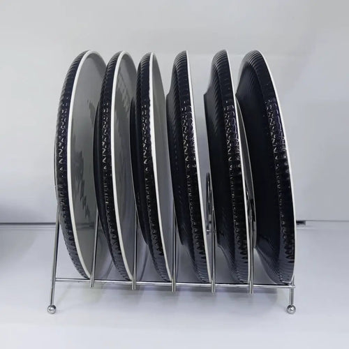 Black & White Ceramic Dinner Plates Set of 6 Kitchenware Plates