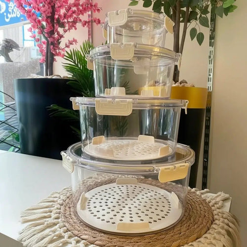 4-Piece Circular Food Storage Containers Kitchen Storage Food Storage Containers