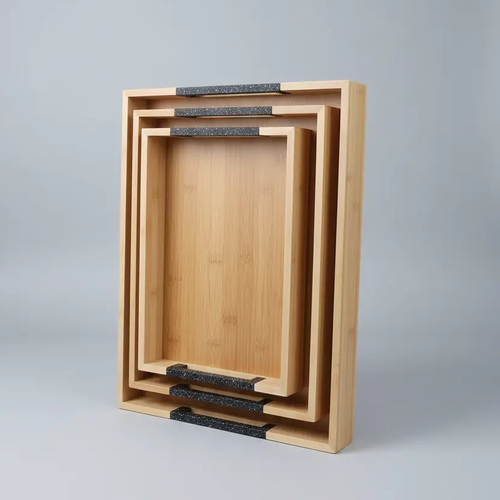 Bamboo Food Storage Trays Set of 3 Serving Trays Food Storage Containers