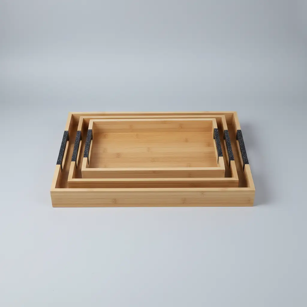 Bamboo Food Storage Trays Set of 3 Serving Trays Food Storage Containers