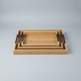 Bamboo Food Storage Trays Set of 3 Serving Trays Food Storage Containers