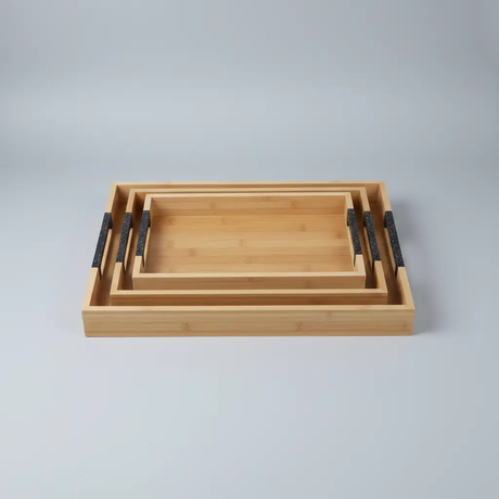 Bamboo Food Storage Trays Set of 3 Serving Trays Food Storage Containers
