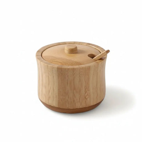 Bamboo Sugar Dish with Spoon Kitchen Appliances Sugar Bowls & Creamers