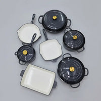 12 Pcs Enamel Cast Iron Cooking Pot Set Cookware Cookware & Bakeware Combo Sets
