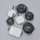 12 Pcs Enamel Cast Iron Cooking Pot Set Cookware Cookware & Bakeware Combo Sets