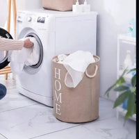 Round Cotton Linen Laundry Basket Home Storage Laundry Baskets