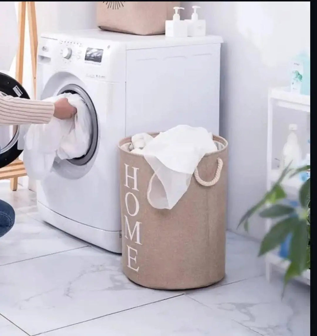 Round Cotton Linen Laundry Basket Home Storage Laundry Baskets