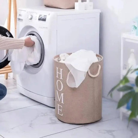 Round Cotton Linen Laundry Basket Home Storage Laundry Baskets