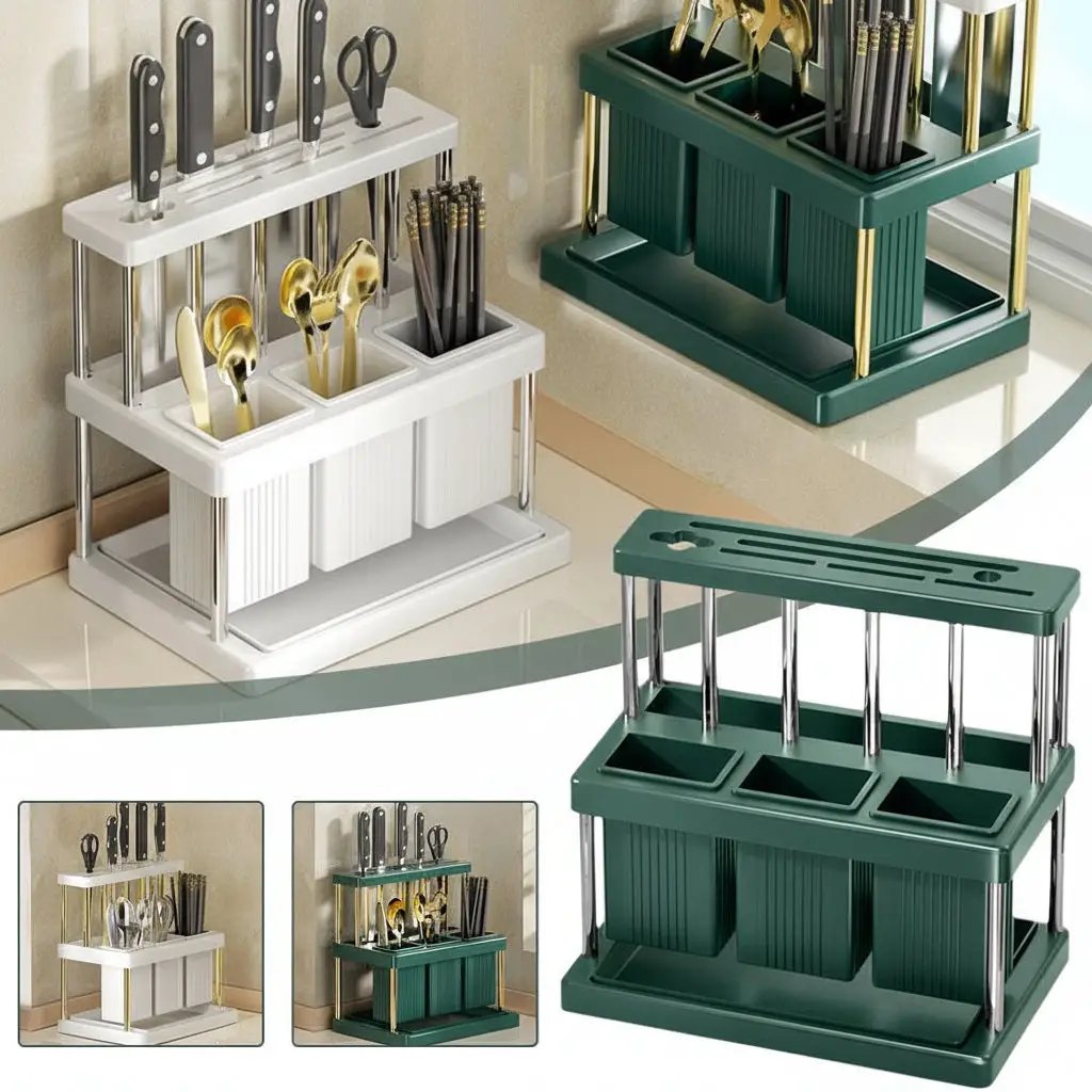 Kitchen Cutlery & Chopstick Holder with Spoon Slots Kitchen Storage Kitchen Utensil Holders
