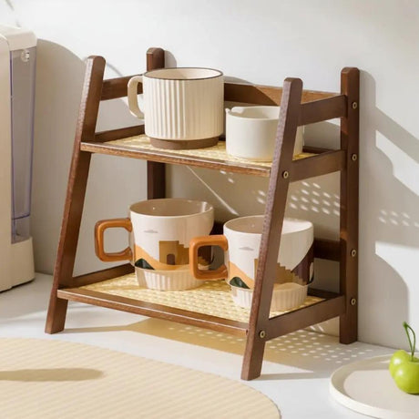 2-Tier Wooden Desktop Storage Shelf Home & Office Storage Rack Bookcases & Shelves