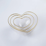 3 Pcs Heart-Shaped Glass Salad Bowl Set Kitchen & Dining Serving Bowls
