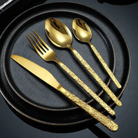 Gold Hammered Cutlery Tea Spoons Set of 6 Kitchen & Dining Teaspoons