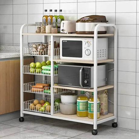 Metallic Kitchen Rack with Lockable Wheels Kitchen & Storage Carts