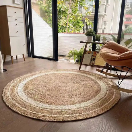 Hand Braided Round Natural Jute Rug Rugs & Carpets Rugs