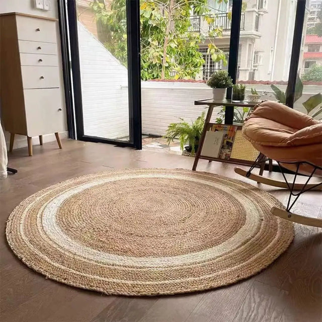 Hand Braided Round Natural Jute Rug Rugs & Carpets Rugs