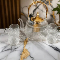 Borosilicate Glass Teapot Set with Infuser & Cups Kitchen & Dining Tea Sets