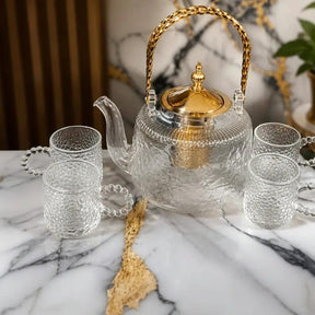 Borosilicate Glass Teapot Set with Infuser & Cups Kitchen & Dining Tea Sets