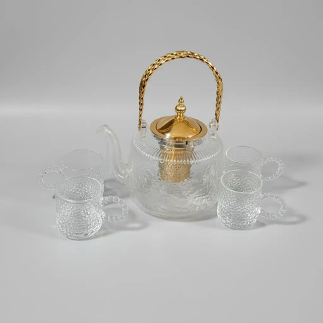 Borosilicate Glass Teapot Set with Infuser & Cups Kitchen & Dining Tea Sets