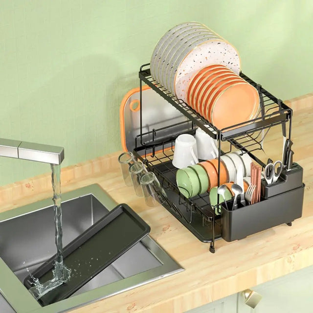 Double Layer Carbon Steel Dishrack Kitchen & Dining Dish Racks
