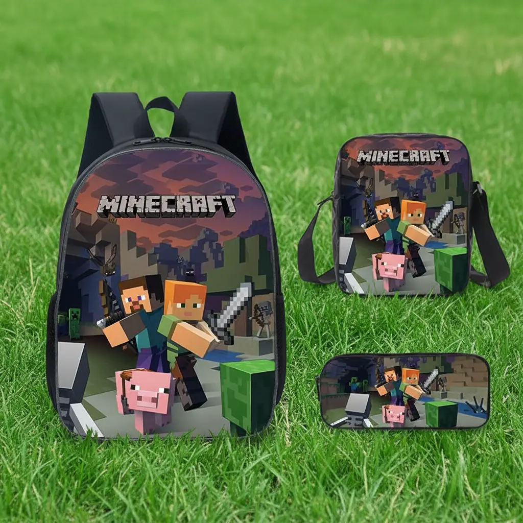 Minecraft Themed 3-in-1 Backpack Set Fashion & Accessories Uncategorized