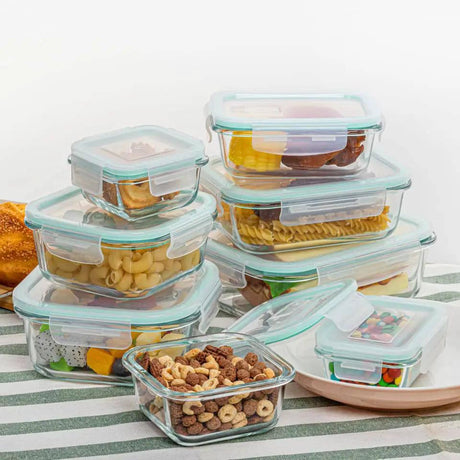 8-Pack Borosilicate Glass Food Storage Containers with Airtight Lids Kitchen & Dining Food Storage Containers