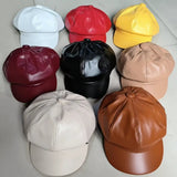 Vintage Faux Leather Unisex Newsboy Beret Cap Fashion & Accessories Berets