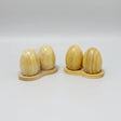 Bamboo Egg-Shaped Salt & Pepper Shakers Set 3pcs Kitchen & Dining Shaker Sets
