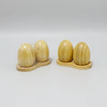 Bamboo Egg-Shaped Salt & Pepper Shakers Set 3pcs Kitchen & Dining Shaker Sets