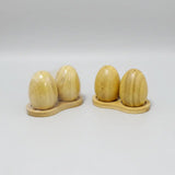 Bamboo Egg-Shaped Salt & Pepper Shakers Set 3pcs Kitchen & Dining Shaker Sets