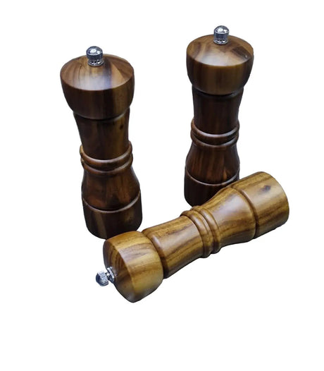 Acacia Wood Salt & Pepper Grinder Mills Set Kitchen & Dining Spice Grinders