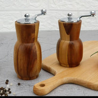 Acacia Wood Salt & Pepper Grinder Set with Steel Top Kitchen & Dining Spice Grinders