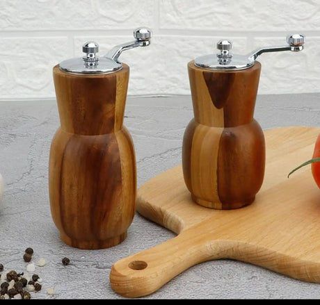 Acacia Wood Salt & Pepper Grinder Set with Steel Top Kitchen & Dining Spice Grinders