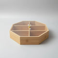 6-Section Octagon Bamboo Tray Organizer with Clear Lid Kitchen & Dining Kitchen Counter & Beverage Station Organizers