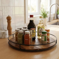 360° Rotating Lazy Susan Organizer with Iron Edge Kitchen & Dining Cabinet Lazy Susans