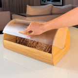 Bamboo Bread Box with Roll-Top Frosted Acrylic Lid Kitchen & Dining Bread Boxes