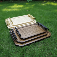 3-Piece Nested Bamboo Serving Trays with Handles Kitchen & Dining Serving Trays