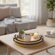 3-Piece Bamboo Nesting Serving Trays with Grey Handles Kitchen & Dining Serving Trays