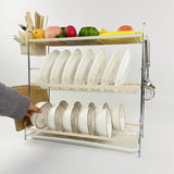 3-Tier Dish Rack with Drip Tray & Side Hooks Kitchen & Dining Dish Racks