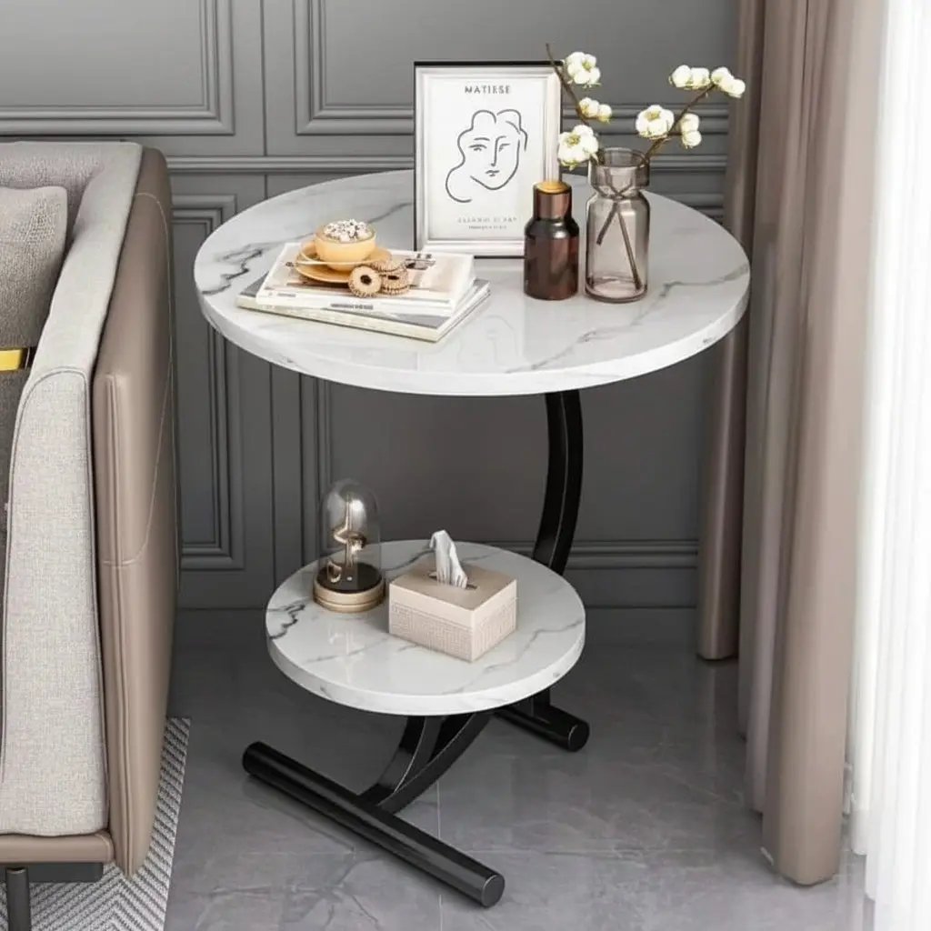 Marble Textured Side Stool Furniture Uncategorized