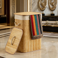 Foldable Bamboo Laundry Hamper with Lid