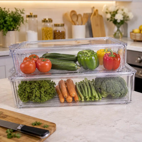 Acrylic Fridge Storage Containers Set of 2 Kitchen & Dining Food Storage Containers