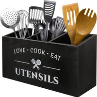 Rustic Wooden Cutlery & Utensils Organizer Kitchen Storage Kitchen Utensil Holders