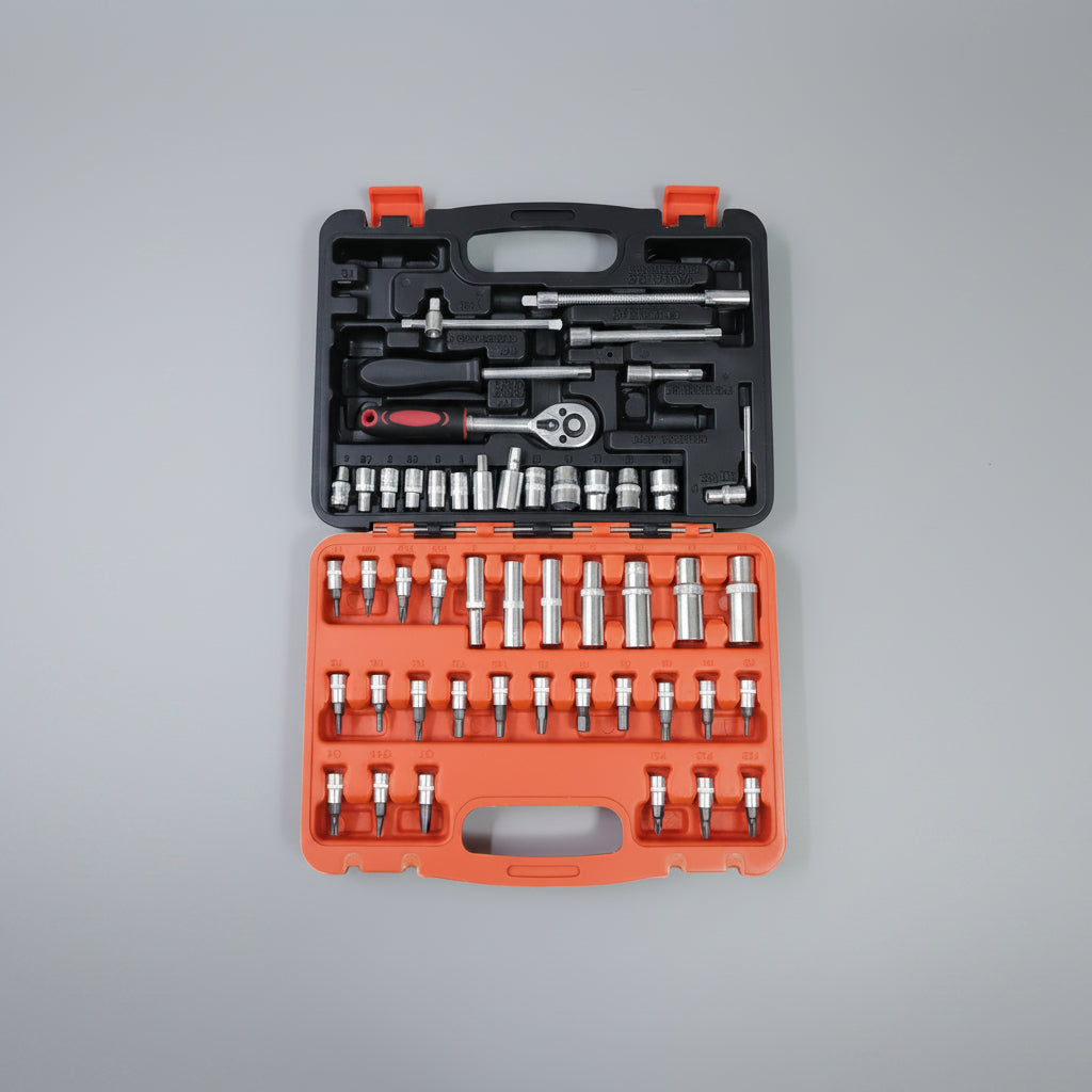 53-Piece 1/4" Drive Socket & Spanner Tool Kit Tools & Hardware Mechanic Tool Sets