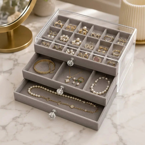 Acrylic Flannel Jewellery Display Storage Box Storage & Organisation Jewelry Boxes
