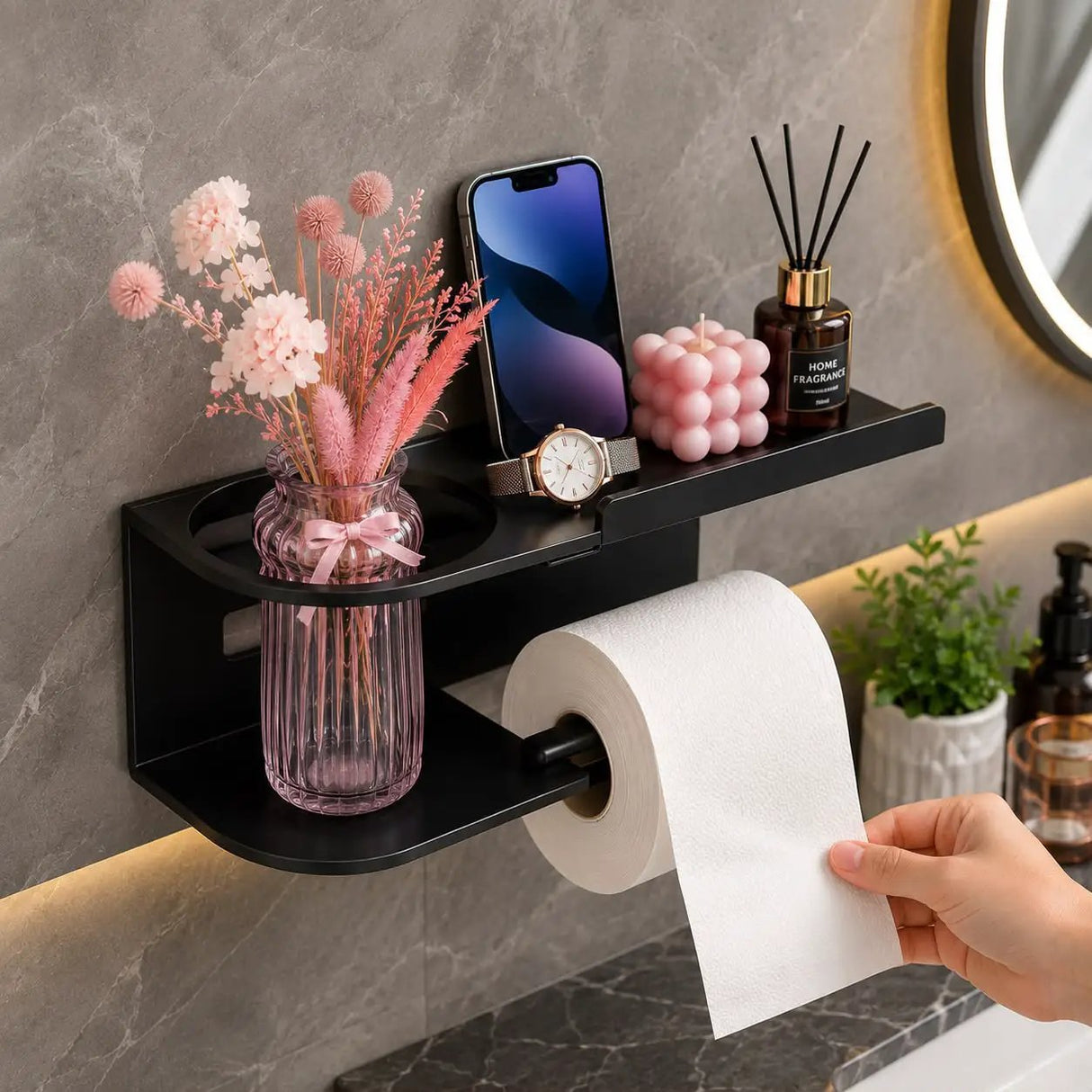 Heavy Duty Punch-Free Toilet Paper Holder & Phone Rack Bathroom Accessories Toilet Paper Holders