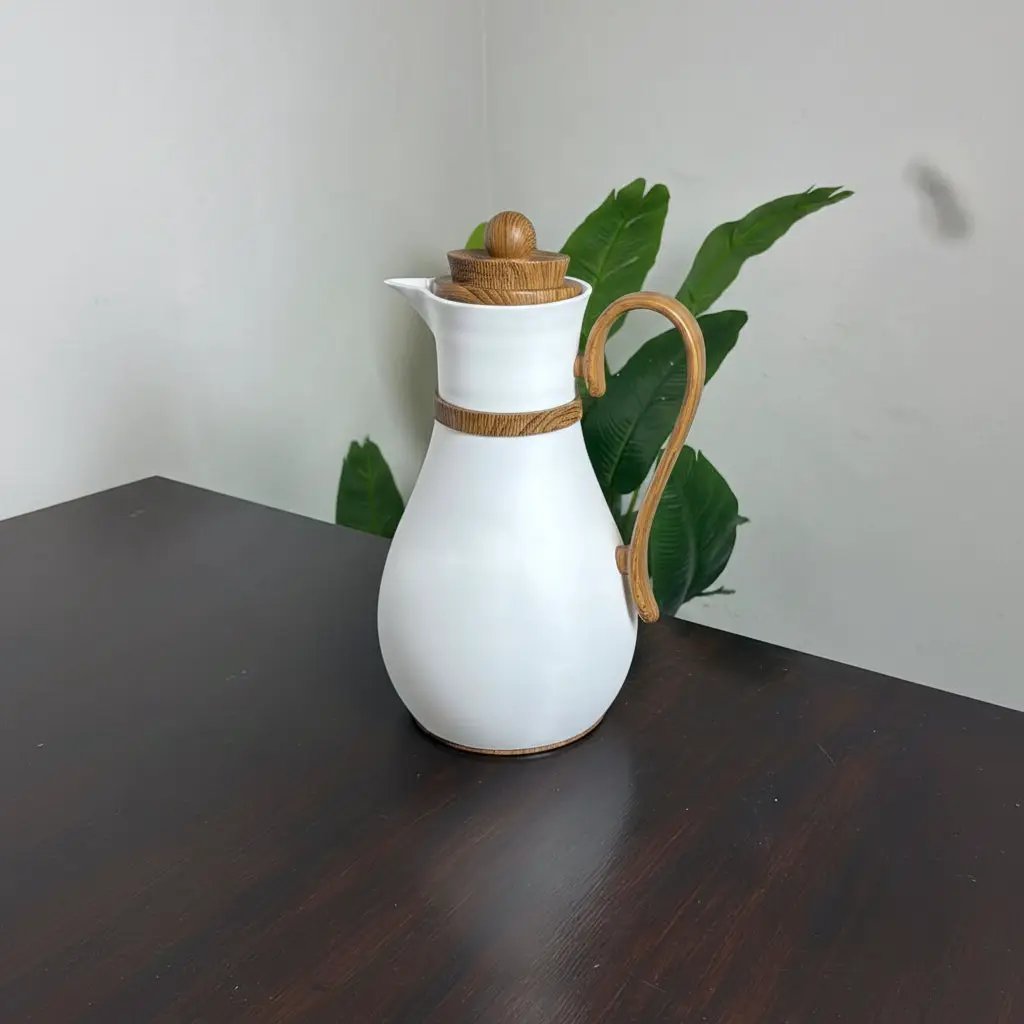 Pot Shaped Vacuum Flask Wood-Grain Handle 1.0L Kitchen & Dining Thermoses